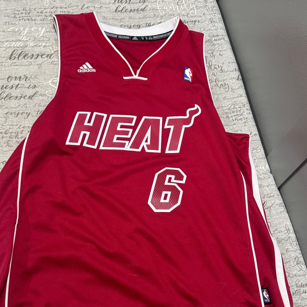 Adidas Red Basketball Jersey LeBron James Miami Heat